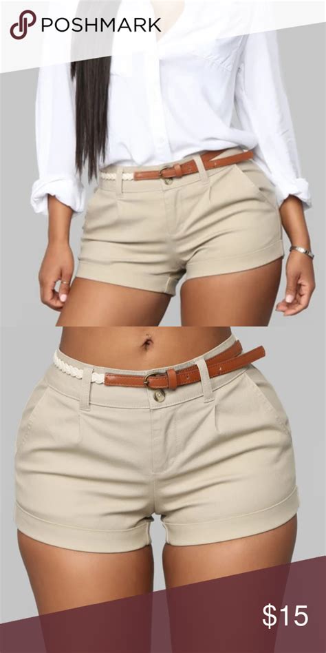 Khaki Shorts New Short Khaki Shorts With Belt Fashion Nova Shorts In 2020 Khaki Shorts