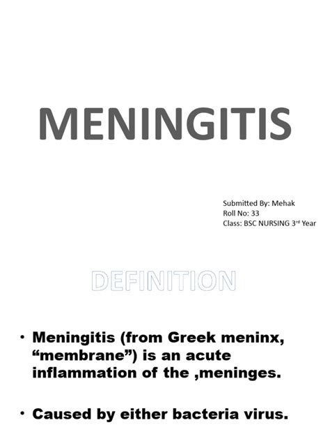 Meningitis Pdf Meningitis Infection