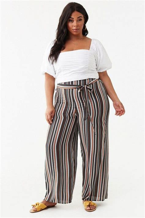 Plus Size Striped Palazzo Pants