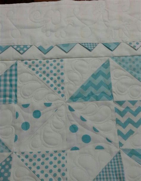 Blue Pinwheel Quilt For Baby Closeup Free Motion Quilting Patterns