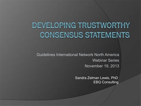 Trustworthy Consensus Statements Guidelines International Network