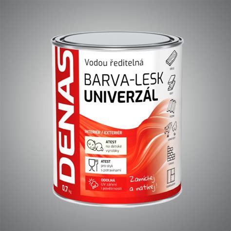 DENAS UNIVERZÁL LESK vrchní barva na dřevo kov a beton 0100 bílá 0 7