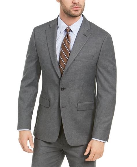 Van Heusen Mens Slim Fit Medium Gray Sharkskin Suit Macys