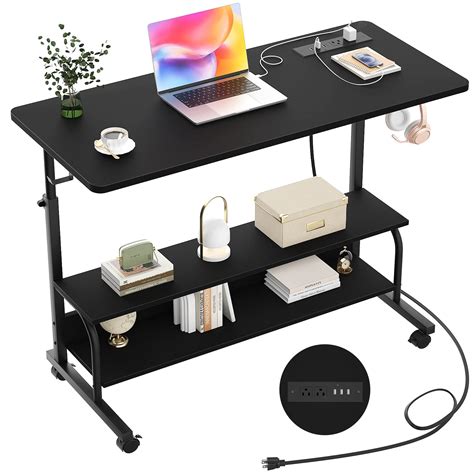 Height Adjustable Standing Desk with Power Outlets, 39" Manual Stand Up ...