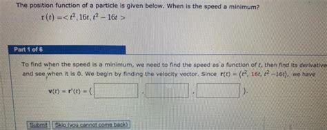 Solved The Position Function Of A Particle Is Given Below