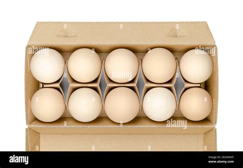 Fresh Chicken Eggs Raw Hen Eggs In A Cardboard Container From Above