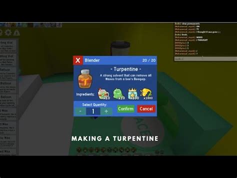 CRAFTING A TURPENTINE Bee Swarm Simulator YouTube