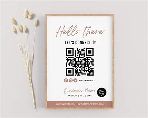 Social Media Sign Template Editable Qr Code Sign Small Business Sign