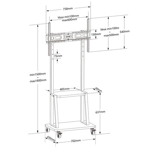 Supporto A Pavimento Con Mensola Per Tv Lcd Led Plasma