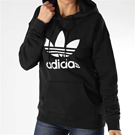 Adidas Originals Sweat Capuche Femme Trefoil Fm3307 Noir