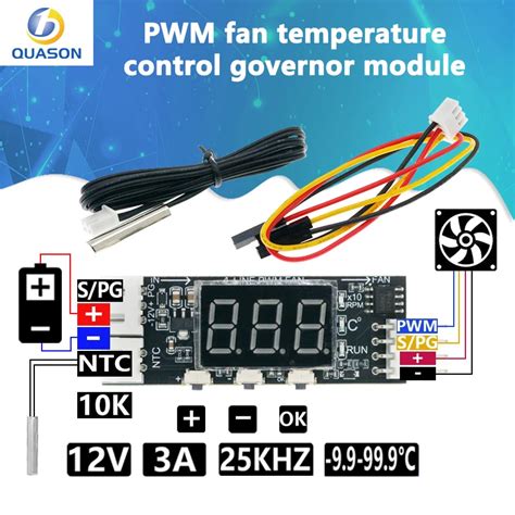 Dc V Wire Pwm Fan Temperature Control Governor Temperature Speed