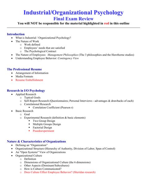 Industrial/Organizational Psychology