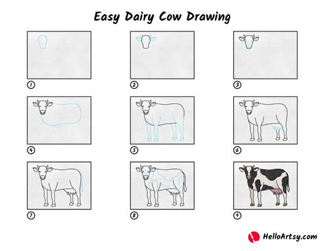 Easy Dairy Cow Drawing Helloartsy