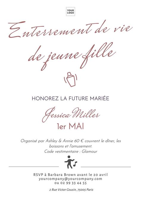 Modèles gratuits d invitations à un enterrement de vie de jeune fille