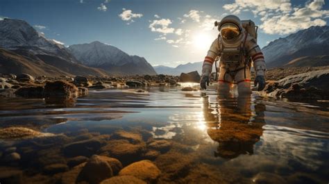 Astronaut Exploring Remote Planet Premium AI Generated Image