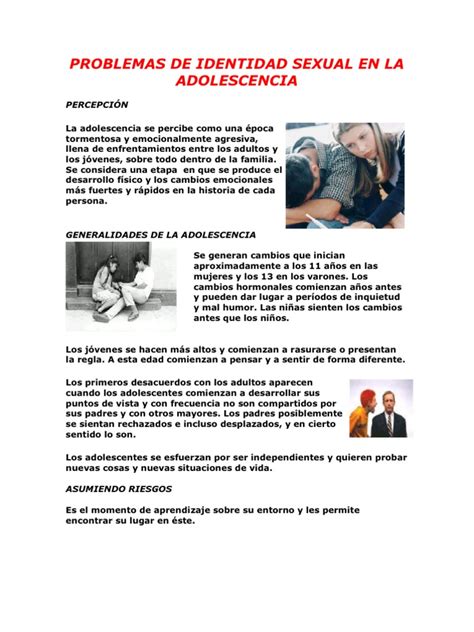 Problemas De Identidad Sexual En La Adolescencia Pdf Hombre Adolescencia