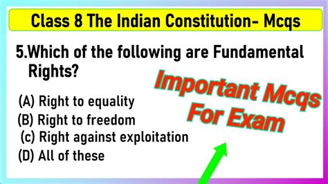 Class Civics Chapter The Indian Constitution Mcq With Answers