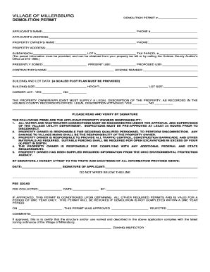 Fillable Online Demolition Form Used For Demoliton Permit Fax Email