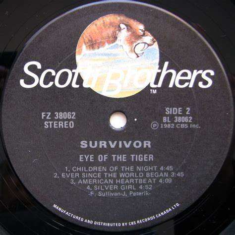 Survivor Eye Of The Tiger Lp Dreams On Vinyl Vinilo De época