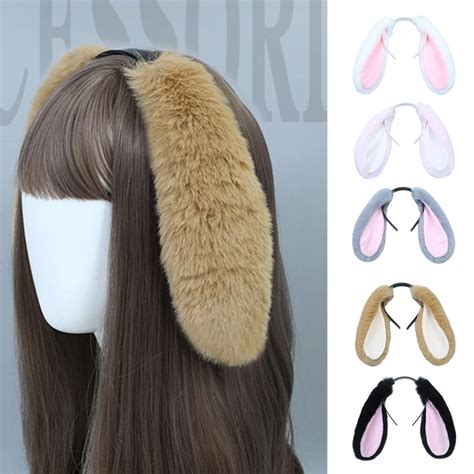 Bonito Meninas De Pel Cia Longo Coelho Orelhas Cabelo Hoop Feminino