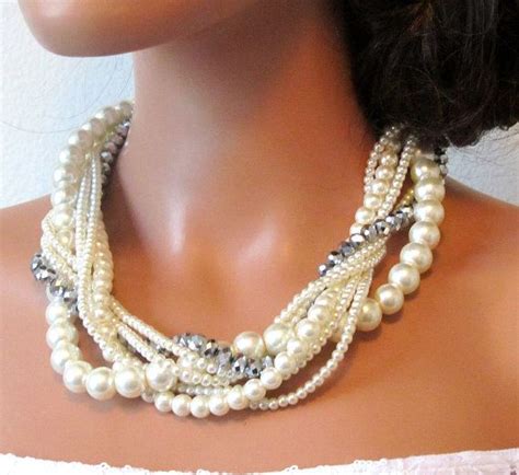 Bridesmaids Jewelry Set Twisted Braided Pearl Necklace Etsy