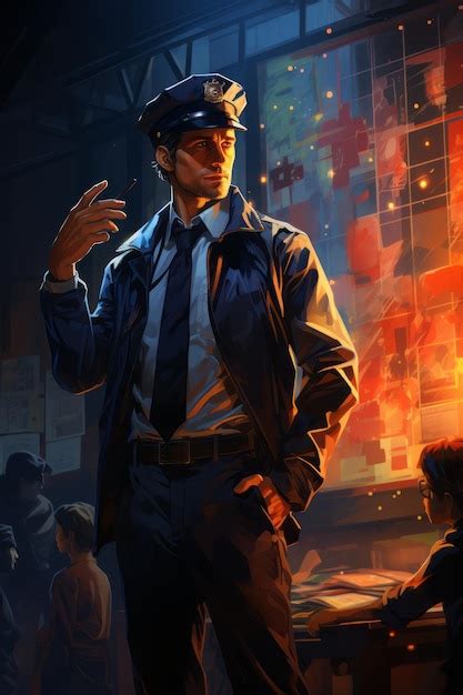 Premium AI Image | Flat 2D illustration Digital art of a detective with ...