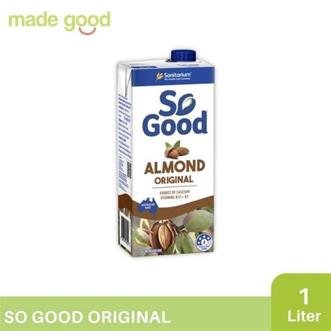 Jual So Good Almond Milk Original Unsweetened Vanilla L Shopee Indonesia