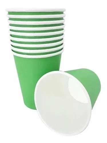 Vaso Polipapel Lisos Cumpleaños Fiestas Verde X 6 Unidades