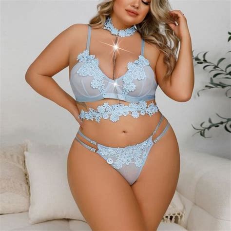 Ensemble de sous vêtements brodés transparents en dentelle de lingerie