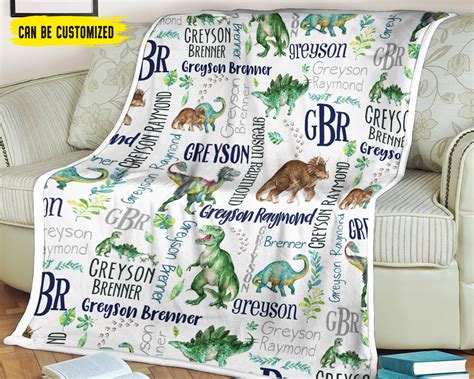 Personalized Dinosaur Blanket Sherpa Throw Blanket Etsy