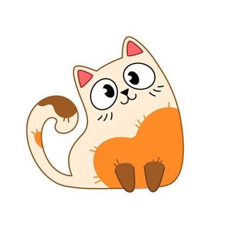 Premium Vector | Cute fluffy cat sits with his head tilted cartoon ...