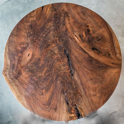 Black Walnut Live Edge Round Dining Table Wood Base Handmade Etsy