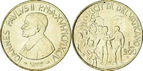 Vatican City Lire Coin John Paul Ii Aluminum Bronze Ms