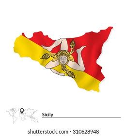 Map Sicily Flag Vector Illustration Stock Vector Royalty Free