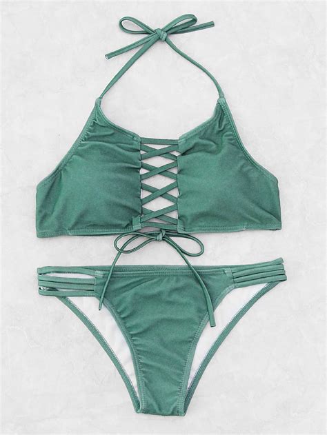 Criss Cross Ladder Cutout Halter Bikini Set Bikinis 14994 Hot Sex Picture