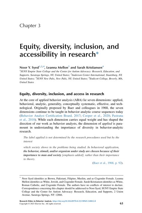 Pdf Equity Diversity Inclusion And Accessibility In Research