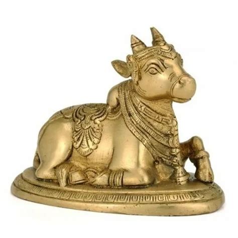 Messing Sitzende Nandi Murti Idol Statue Shiv Vahan Fahrzeug Figur