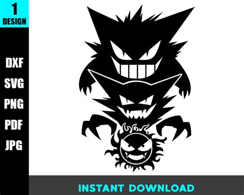 Gengar Haunter Gastly Vector Svg Dxf Png Etsy UK