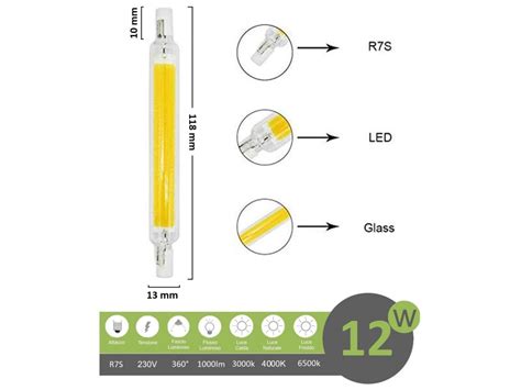 Lampadina Led Attacco R S W Cob Luce Lineare Mm Slim Trasparente