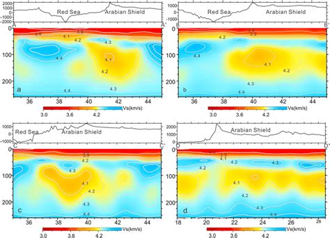 A D Shear Wave Velocity Profiles The Locations Of The Four Profiles