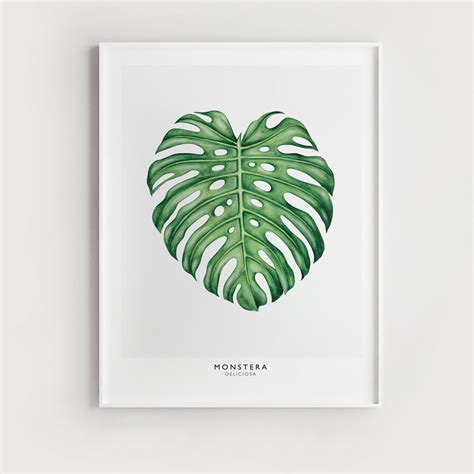 Monstera Wall Art Printable Tropical Leaf Printable Etsy