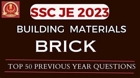 SSC JE 2023 BRICKS Previous Year Questions Building Materials