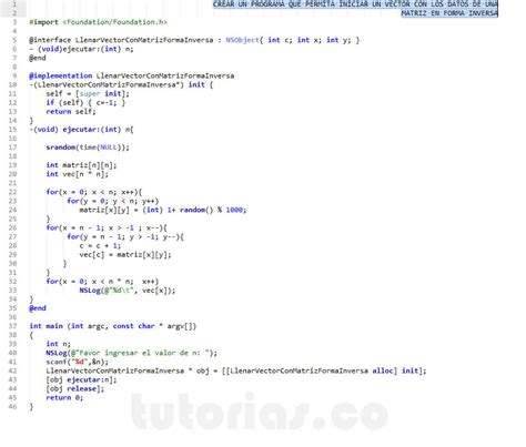 POO Arrays Objective C Llenar Vector Con Matriz Forma Inversa