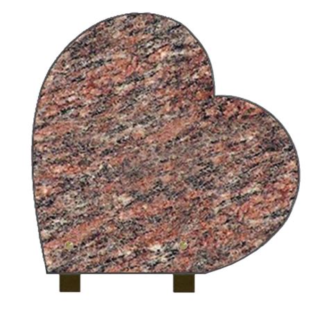 PLAQUE FUNÉRAIRE 30X30 COEUR GRANIT ROSE D ALVA SUR PIEDS