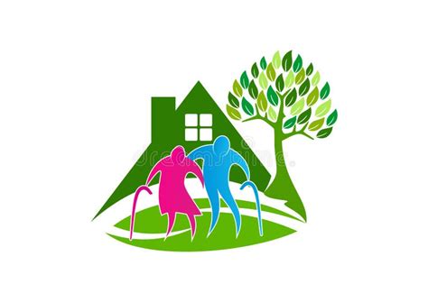 Senior Care Logo Elder People Symbol Icon Healthy Nursing Home