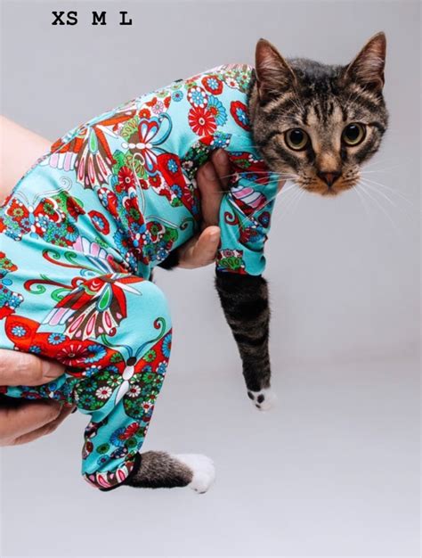 Pajama For Cat Slim Cat Pajama Comfortable Pet Clothing From Etsy