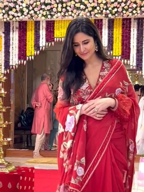 Katrina Kaif Shines In Red Attends Navratri Festivities With Rashmika