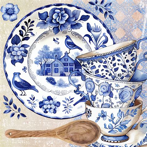 Danish Delft Blue Illustration Free Stock Photo Public Domain Pictures