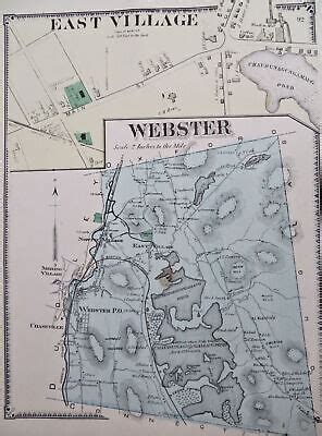 Reproductions Massachusetts Map Genealogy Atlas Poster Worcester