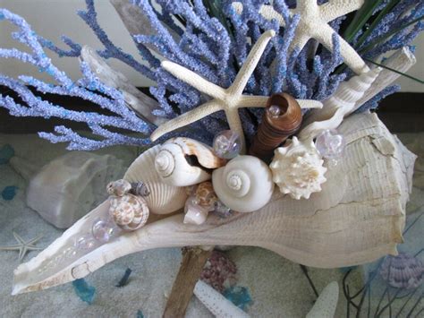 Seashell Coral Centerpiece Beach Grass Starfish Driftwood Etsy